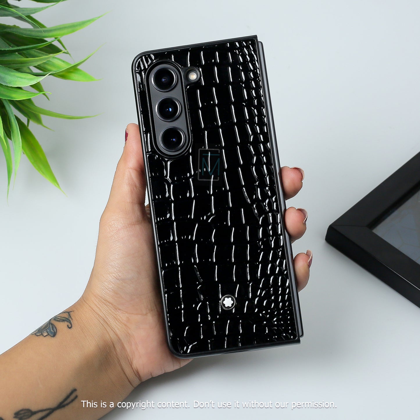 Galaxy Z Fold5 Crocodile Pattern Genuine Leather Case