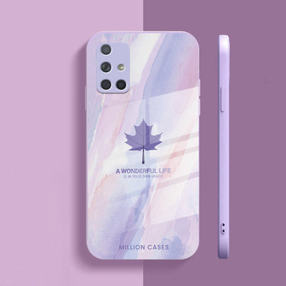 Watercolor Mapple Leaf Glass Case - Samsung