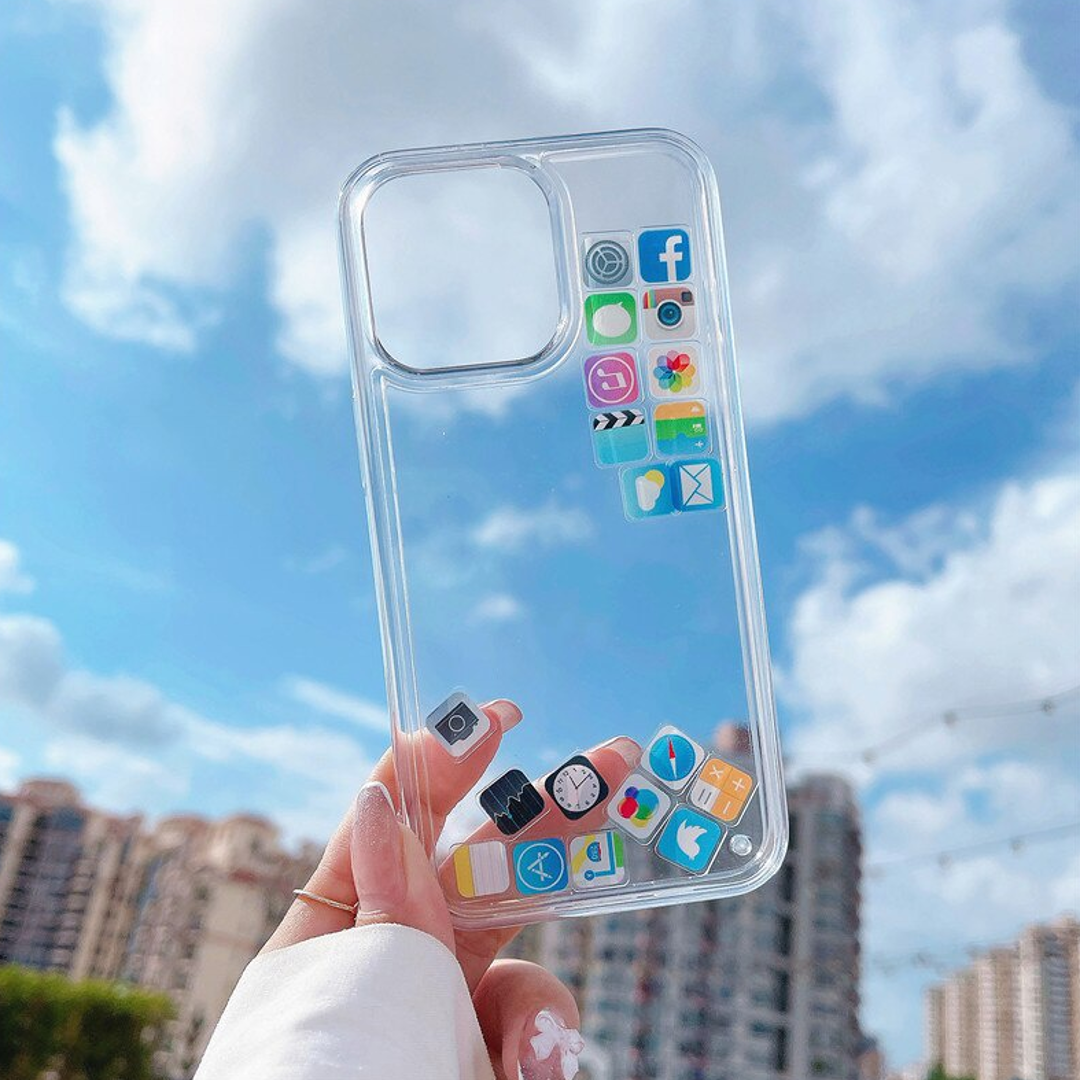 iPhone - Floating Icons Liquid Gel Shockproof Case