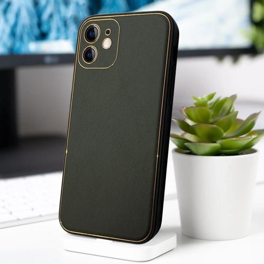 iPhone 11 Series Leather Textured Gold Plated Case