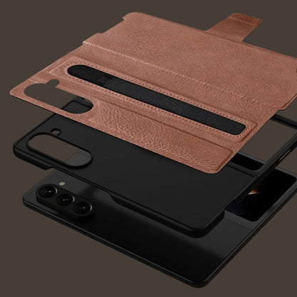 Galaxy Z Fold5 Genuine Leather Flip Case with Pen Slot
