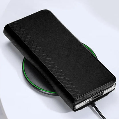 Galaxy Z Fold5 Luxury Lattice Leather Hinge Protection Case