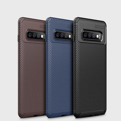 Galaxy S10 Plus Frosted Carbon Fiber Shockproof Soft Case