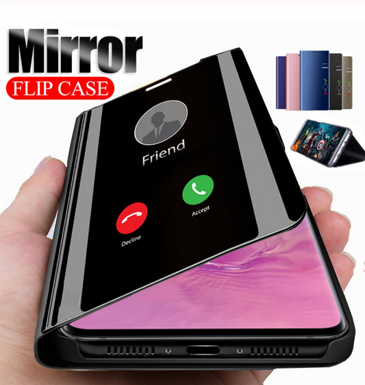 Galaxy S10 Lite (2 in 1 Combo) Mirror Clear Flip Case + Earphones [Non Sensor]