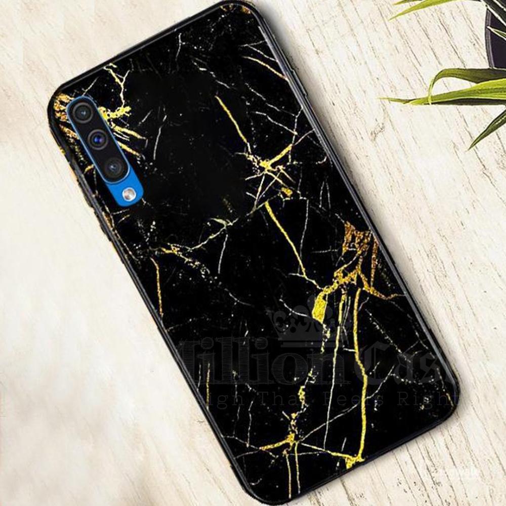 Galaxy A70 Gold Dust Texture Marble Glass Case