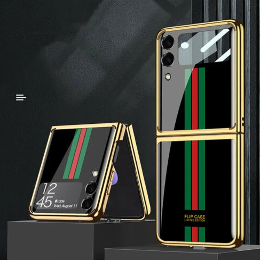Galaxy Z Flip4 Premium Striped Glass Case