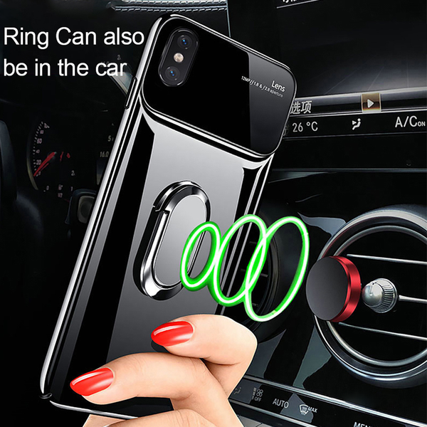 iPhone XS Max Mirror Lens Metallic Ring Holder Case