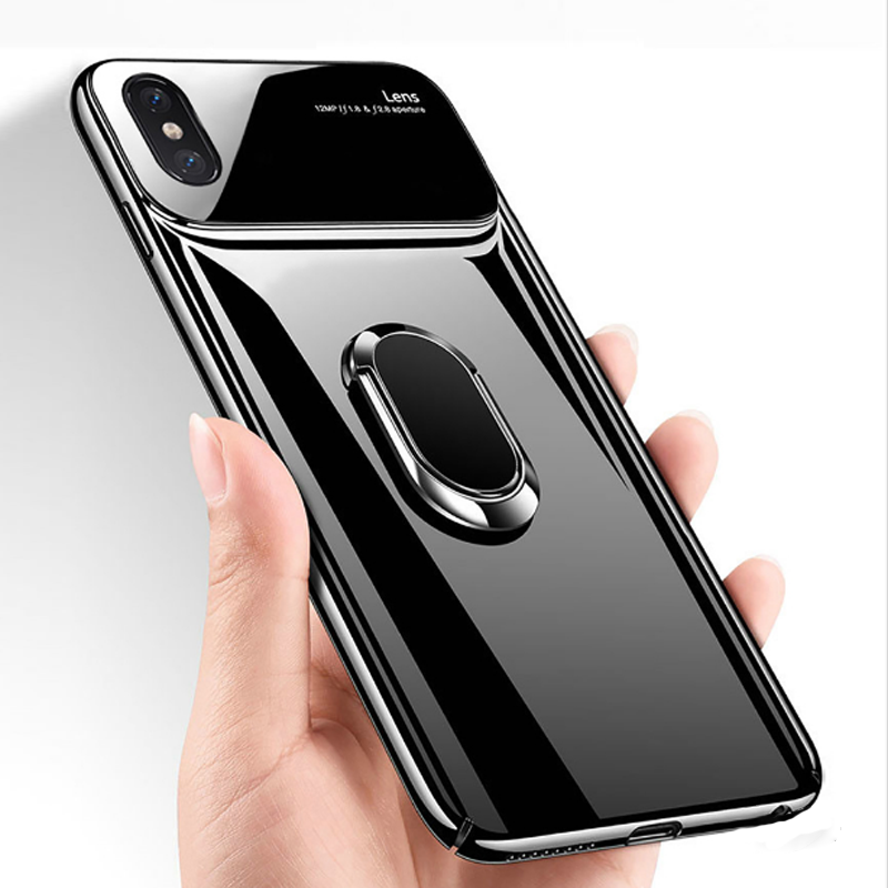 iPhone XS Max Mirror Lens Metallic Ring Holder Case