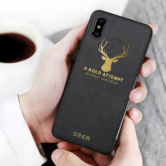 iPhone XS Luxury Gold Textured Deer Pattern Soft Case