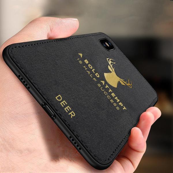 iPhone X Luxury Gold Textured Deer Pattern Soft Case