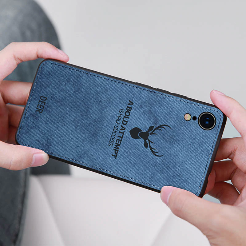 iPhone XR (3 in 1 Combo) Deer Case + Tempered Glass + Earphones