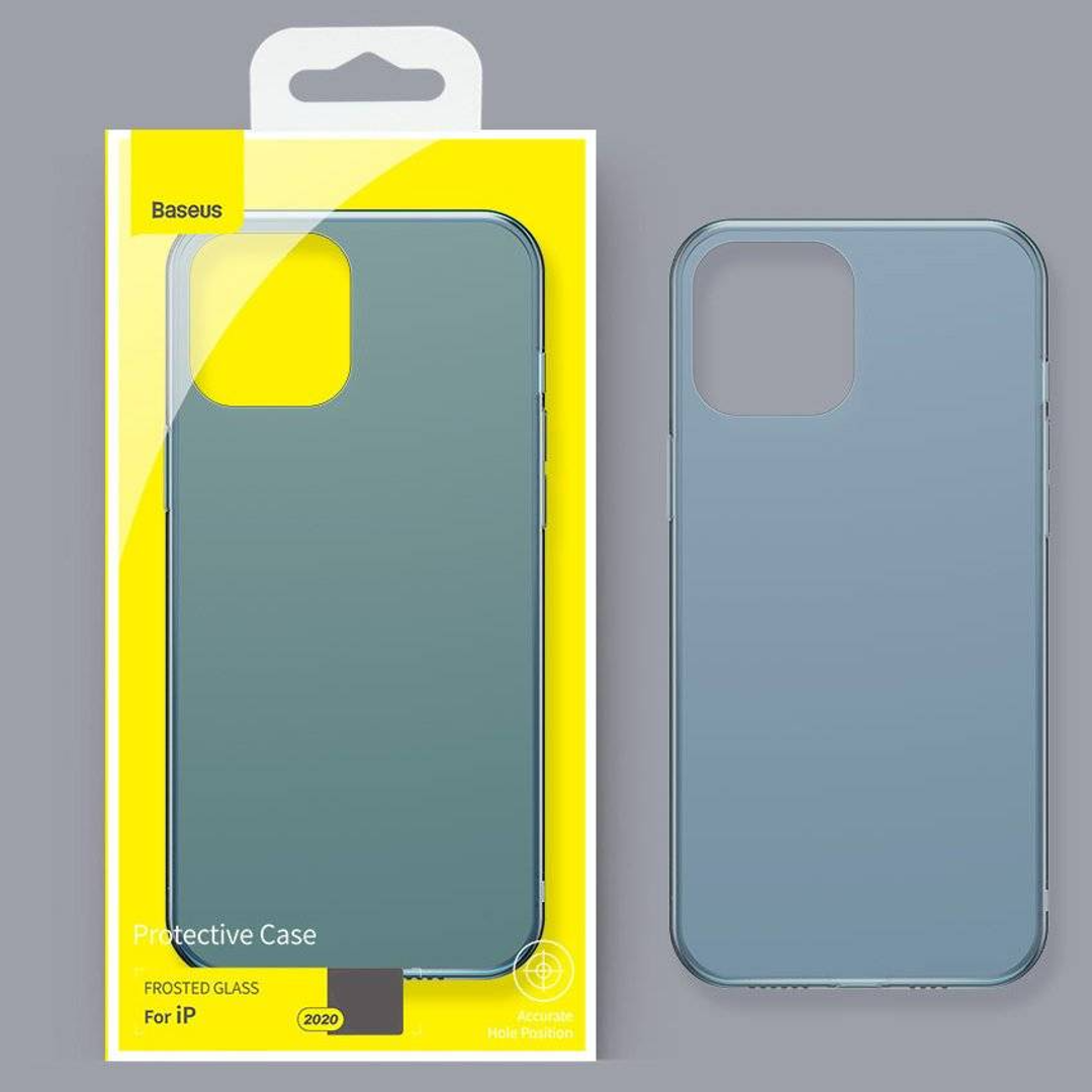 iPhone 12 Series (3 in 1 Combo) Frosted Glass Case With Tempered Glass and Lens Protector
