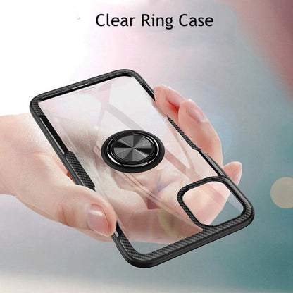 iPhone 12 Pro Shockproof Transparent Metallic Ring Holder Case