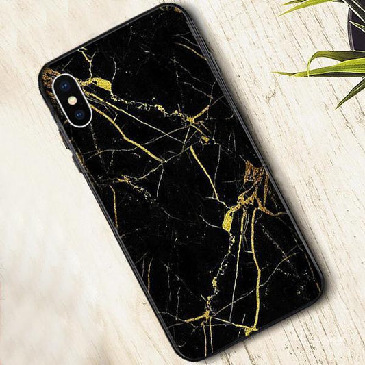 iPhone X Gold Dust Texture Marble Glass Case