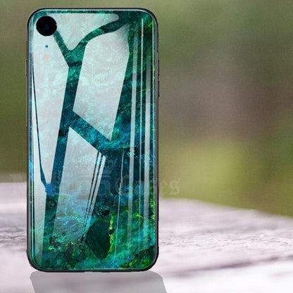 iPhone XR Soothing Sea Pattern Marble Glass Back Case