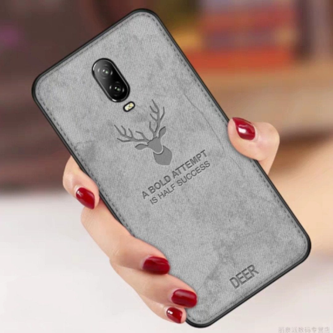 OnePlus 6T (3 in 1 Combo) Deer Case + Tempered Glass + Earphones