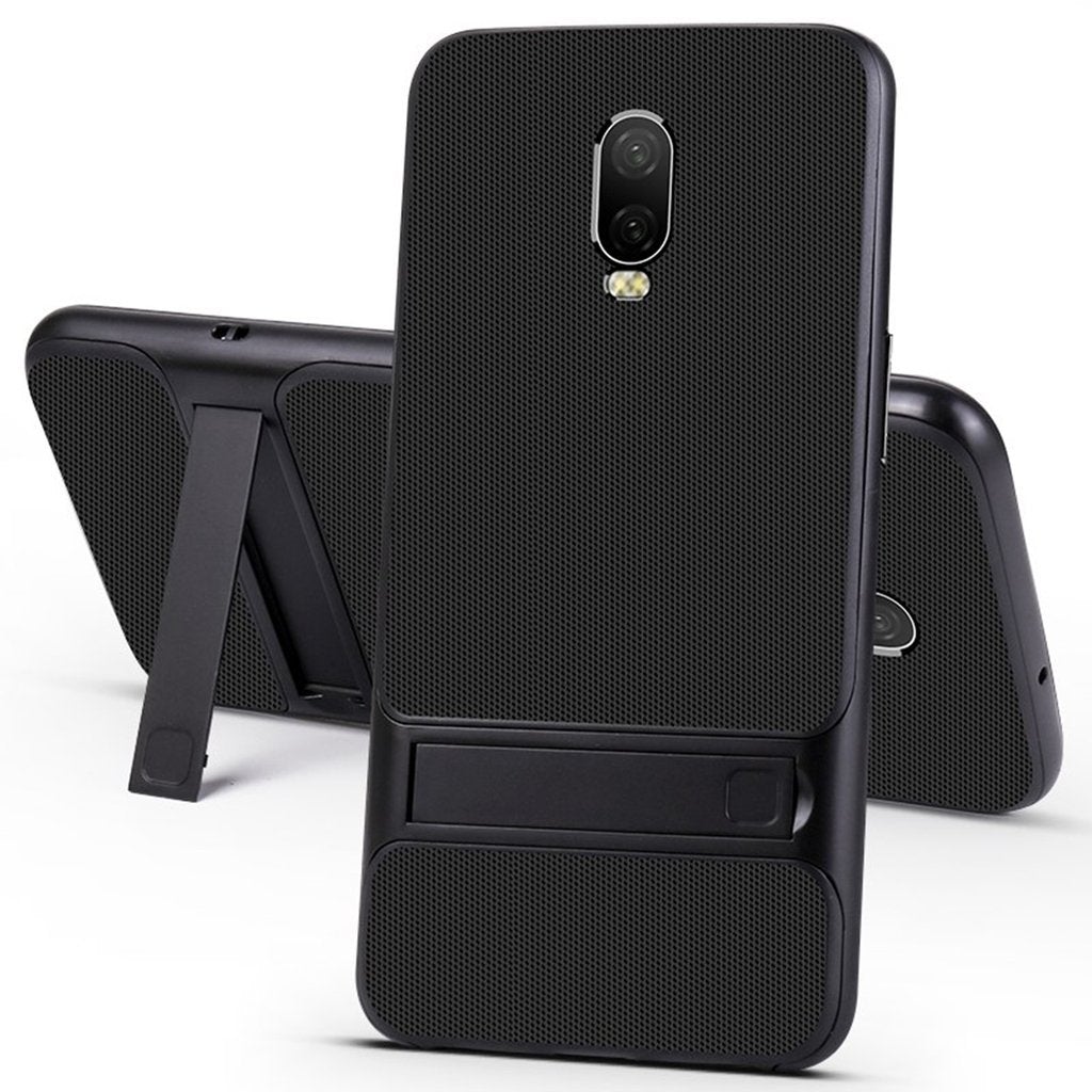 OnePlus 6T Silicone Bracket Dual Hybrid Kickstand Case