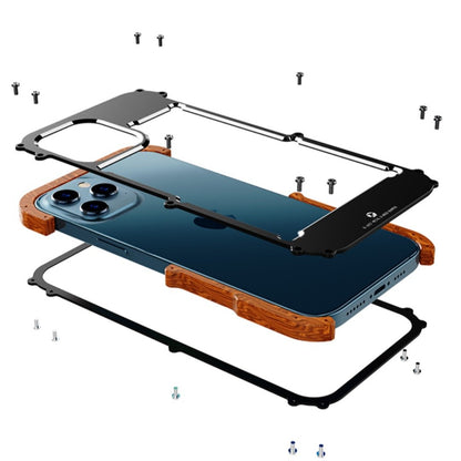 iPhone 12 R-Just Aluminium Natural Wood Anti Shock Bumper Case