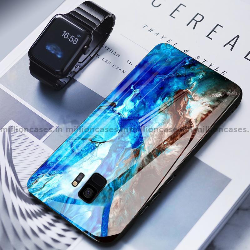 Galaxy S9 Soothing Sea Pattern Marble Glass Back Case
